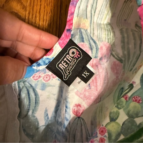 Retrolicious 50's Style Swing Dress in Multi-Color Cactus Print Sz 1X Pin-up - Picture 11 of 16